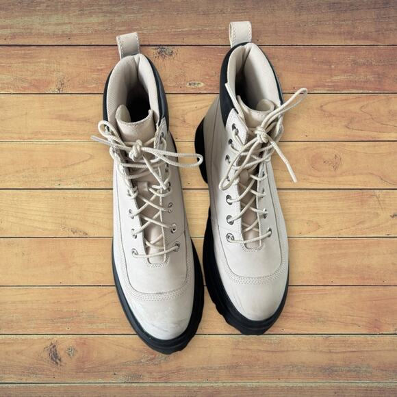 Timberland Sky 6-Inch Lace Up White Nubuck Leather Platform Boots Women's 10 - Picture 3 of 12